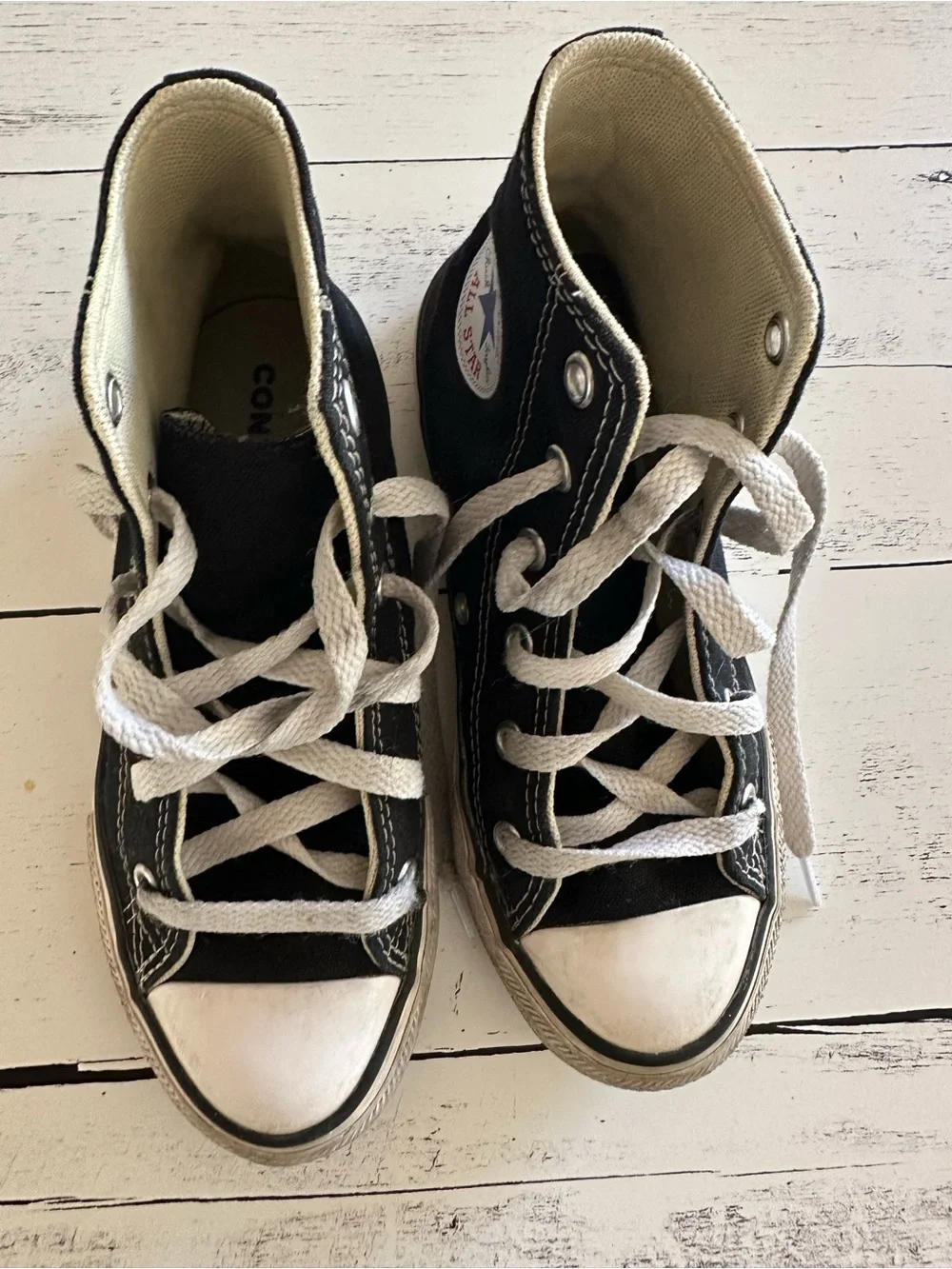 Converse Kids Black & White High Top Sneakers size 1